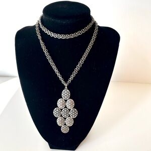 NICOLE MILLER STERLING SILVER Multi-Layer Disc Pendant Necklace